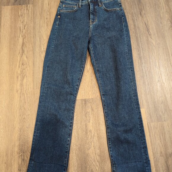 Veronica Beard Ryleigh High Rise Slim Straight Jean Capri 26 Raw Hem Oxford - Picture 9 of 9